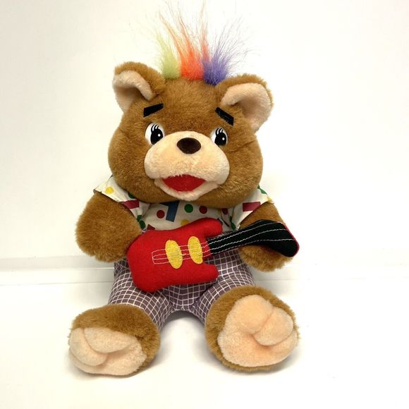 Vintage 1990’s Plush Brown Bear with Guitar Plays Tune Works Great 10” - Picture 1 of 8